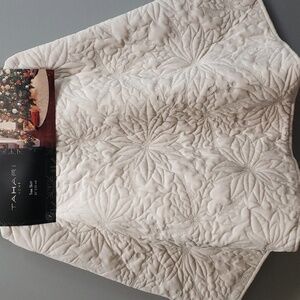 Tahari Home 52" Quilted Cream Tree Skirt with Metallic Gold Outlined Poinsettias